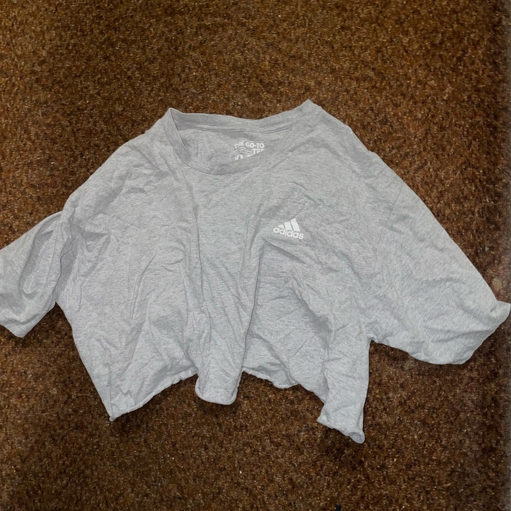 Grey adidas crop top shirt